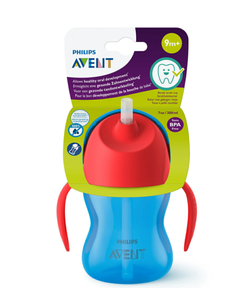 AVENT Tasse Bleu a Paille 200ml 9m+