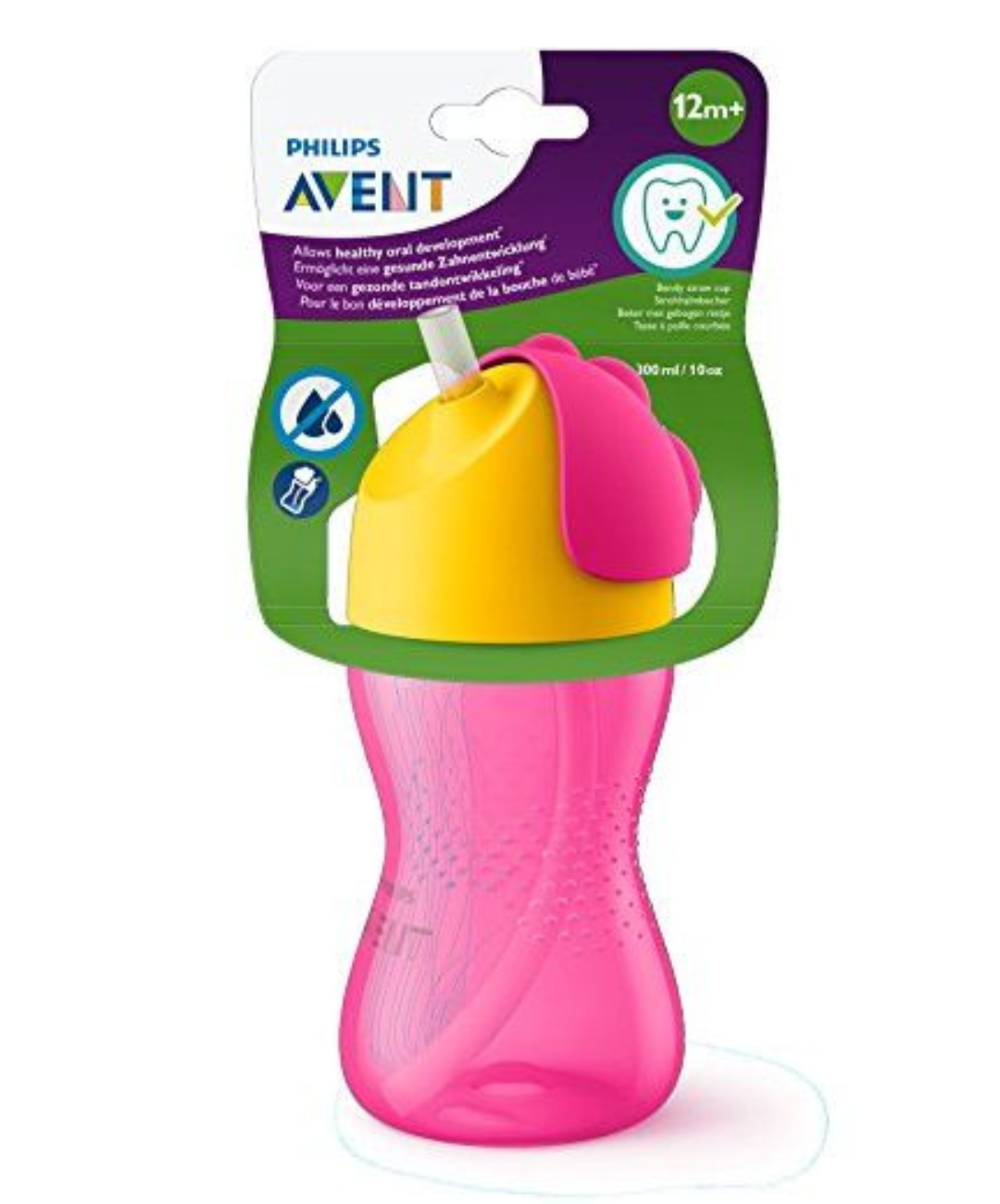 AVENT Tasse Rose a Paille 300ml 12m+