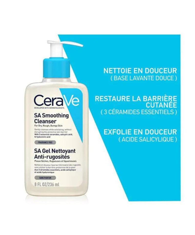 CeraVe SA Gel Nettoyant Anti-Rugosités Peau Sèche et Rugueuse 236ml