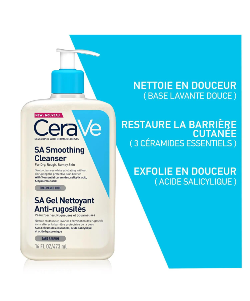 CeraVe SA Gel Nettoyant Anti-Rugosités Peau Sèche Et Rugueuse 473ml