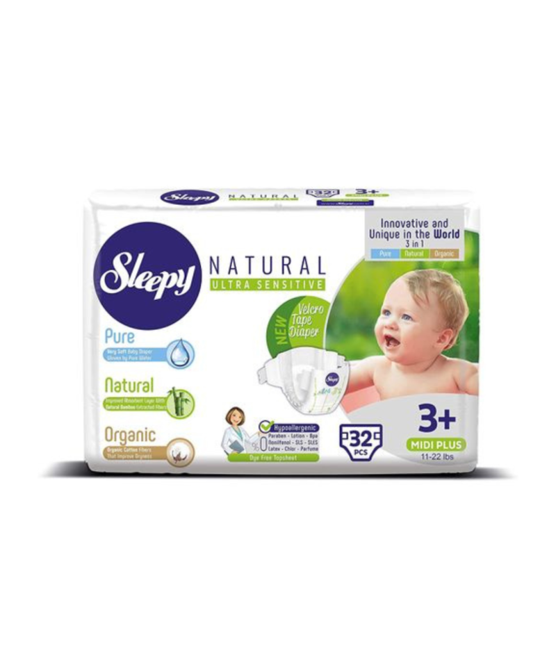 Sleepy Natural Bambou Couches Bébés Midi Taille 3+